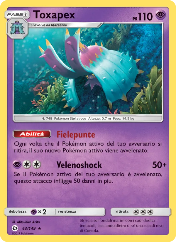 Carta Toxapex dell'espansione Sole e Luna, numero 63/149