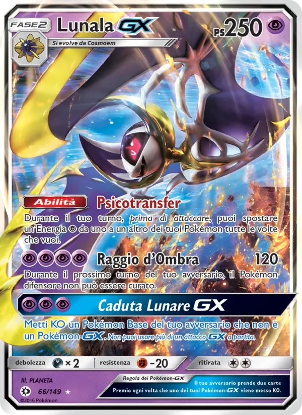 Carta Lunala GX dell'espansione Sole e Luna, numero 66/149