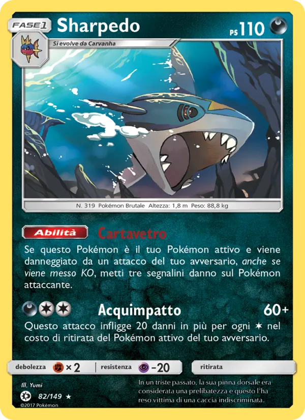 Carta Sharpedo dell'espansione Sole e Luna, numero 82/149
