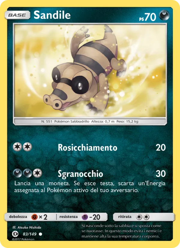 Carta Sandile dell'espansione Sole e Luna, numero 83/149