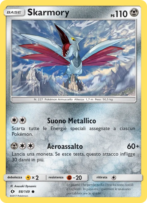 Carta Skarmory dell'espansione Sole e Luna, numero 88/149