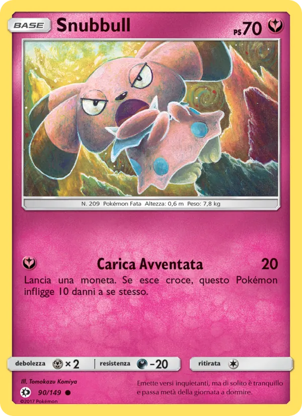 Carta Snubbull dell'espansione Sole e Luna, numero 90/149