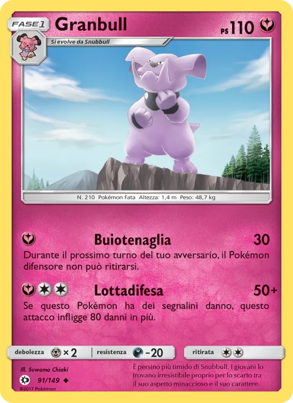 Carta Granbull dell'espansione Sole e Luna, numero 91/149