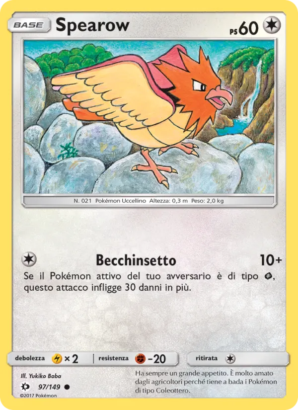 Carta Spearow dell'espansione Sole e Luna, numero 97/149