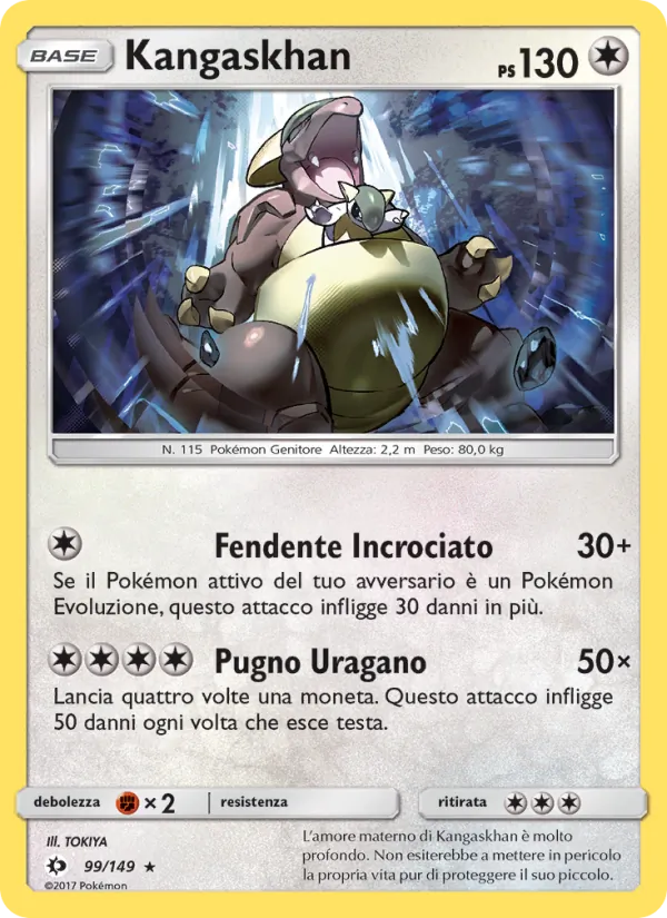 Carta Kangaskhan dell'espansione Sole e Luna, numero 99/149
