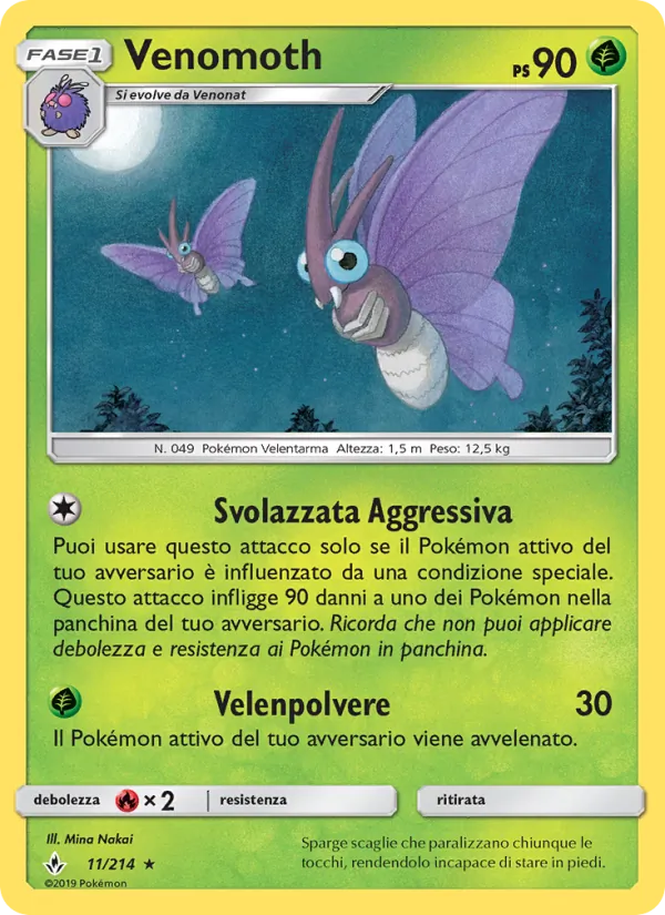 Carta Venomoth dell'espansione Legami Inossidabili, numero 11/214