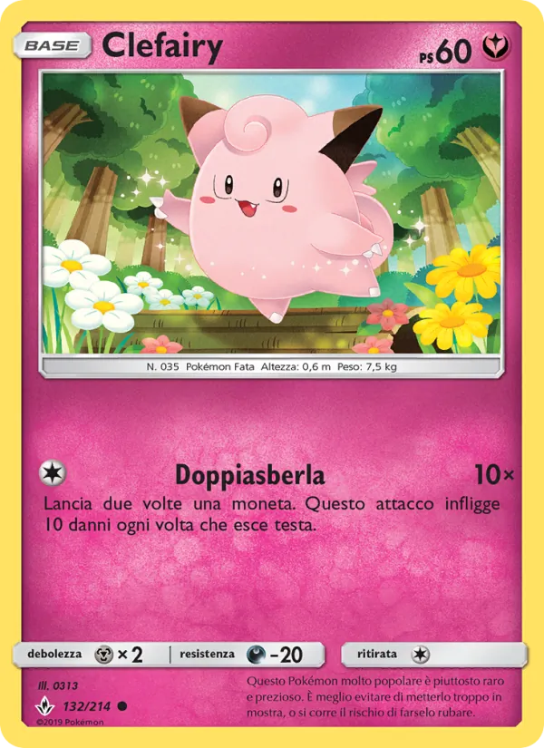 Carta Clefairy dell'espansione Legami Inossidabili, numero 132/214