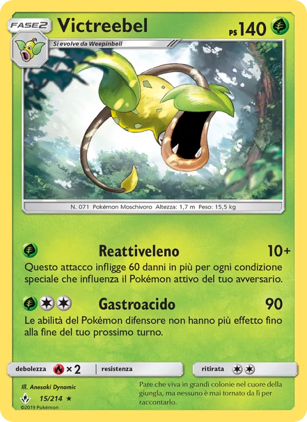 Carta Victreebel dell'espansione Legami Inossidabili, numero 15/214