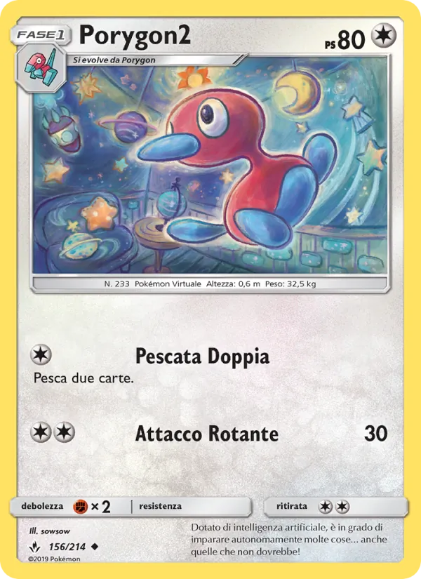 Carta Porygon2 dell'espansione Legami Inossidabili, numero 156/214