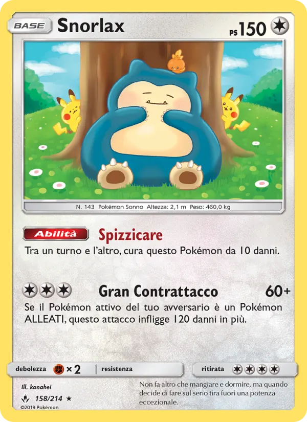 Carta Snorlax dell'espansione Legami Inossidabili, numero 158/214