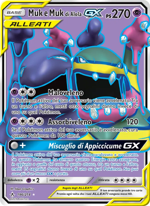 Carta Muk e Muk di Alola GX dell'espansione Legami Inossidabili, numero 196/214