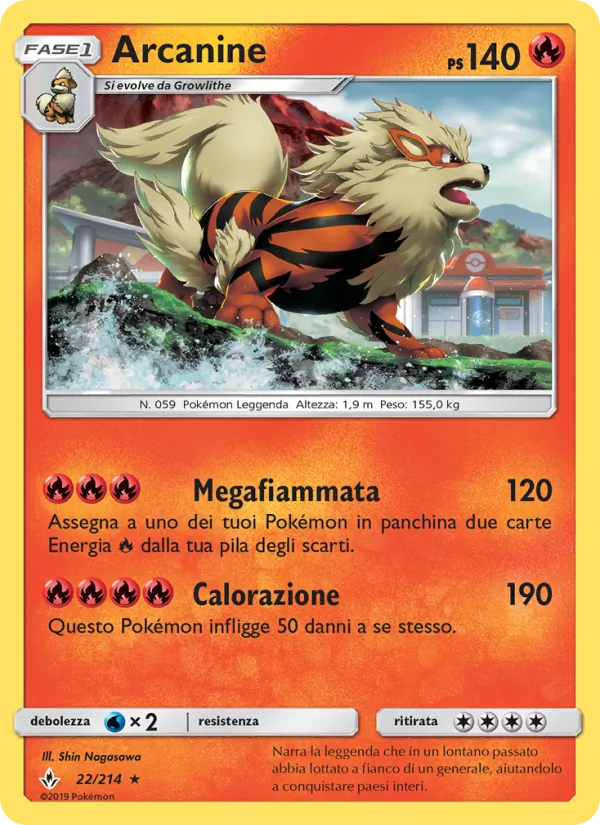 Carta Arcanine dell'espansione Legami Inossidabili, numero 22/214