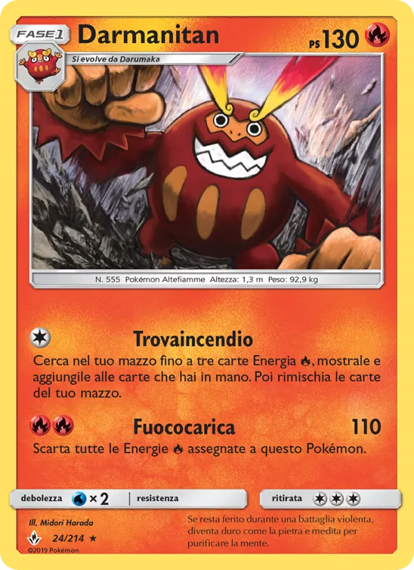 Carta Darmanitan dell'espansione Legami Inossidabili, numero 24/214