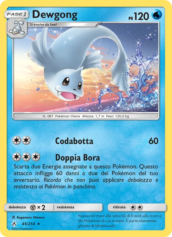 Carta Dewgong dell'espansione Legami Inossidabili, numero 45/214
