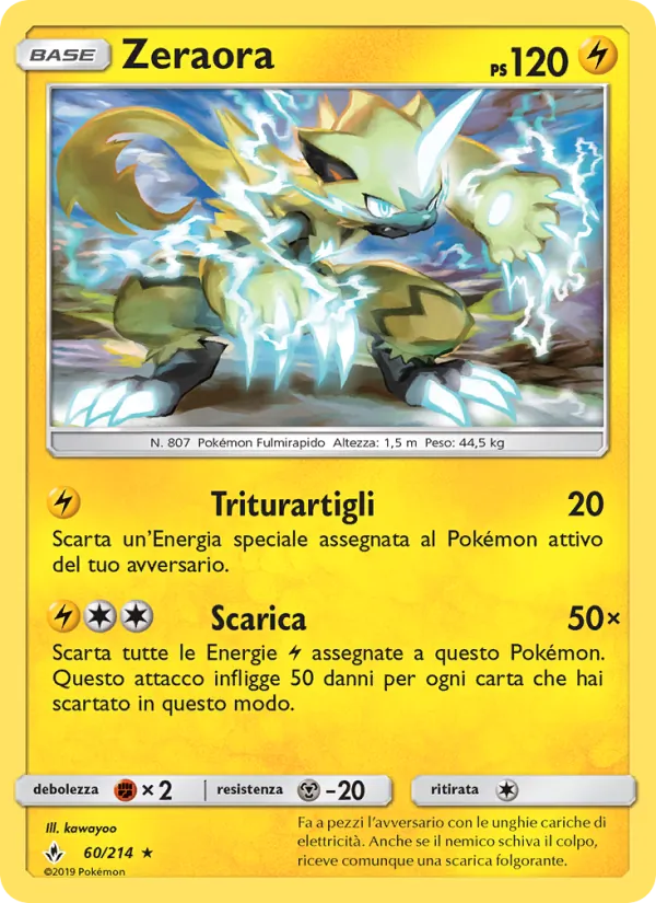 Carta Zeraora dell'espansione Legami Inossidabili, numero 60/214