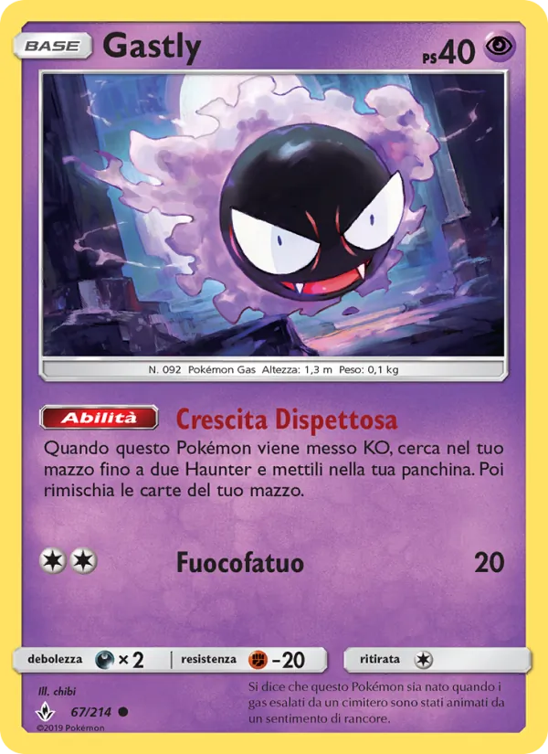 Carta Gastly dell'espansione Legami Inossidabili, numero 67/214