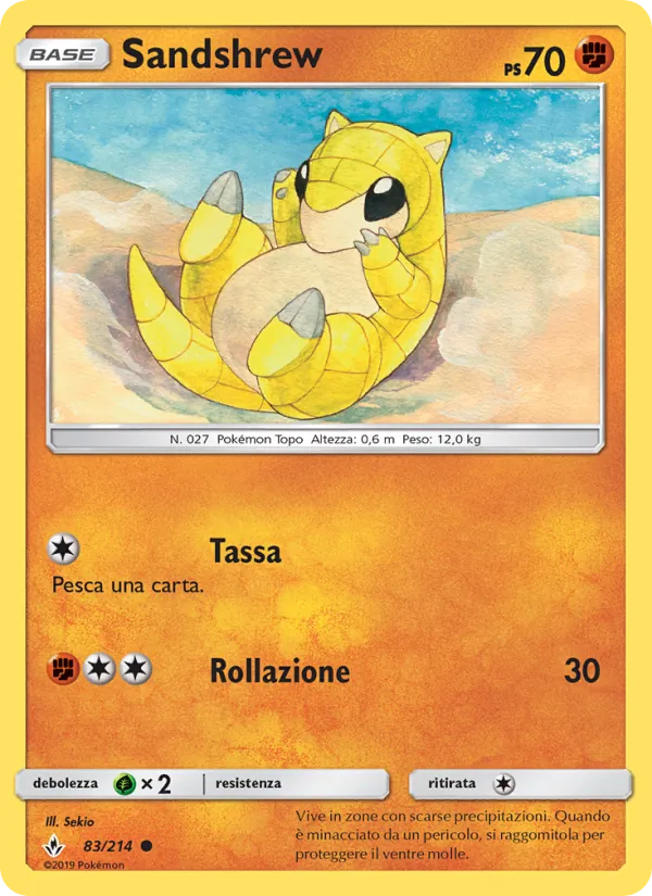 Carta Sandshrew dell'espansione Legami Inossidabili, numero 83/214