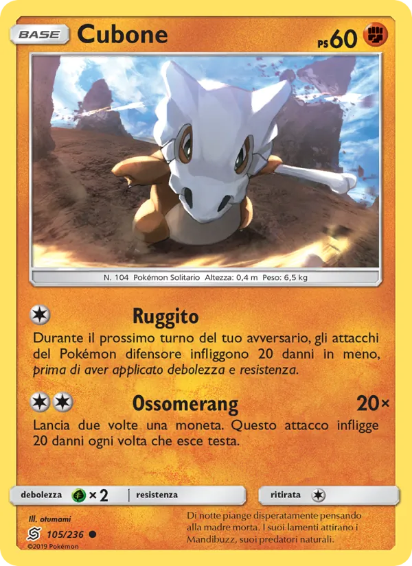 Carta Cubone dell'espansione Sintonia Mentale, numero 105/236