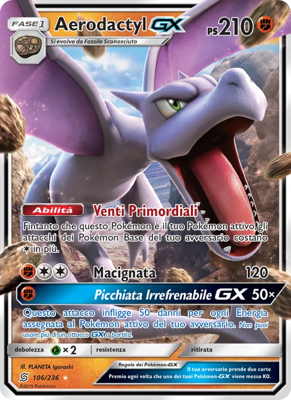 Carta Aerodactyl GX dell'espansione Sintonia Mentale, numero 106/236