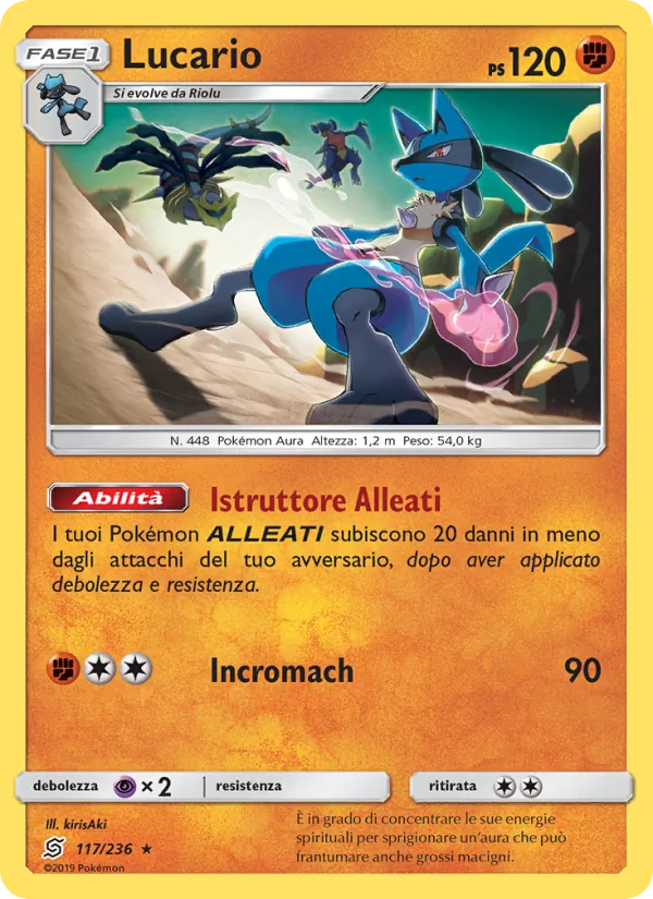 Carta Lucario dell'espansione Sintonia Mentale, numero 117/236