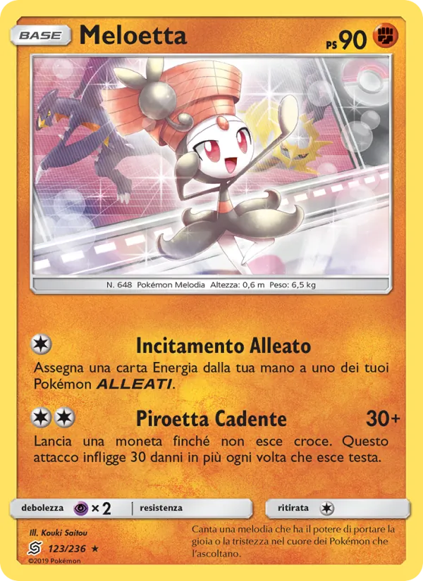 Carta Meloetta dell'espansione Sintonia Mentale, numero 123/236