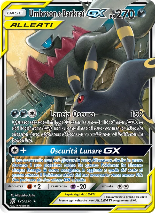 Carta Umbreon e Darkrai GX dell'espansione Sintonia Mentale, numero 125/236