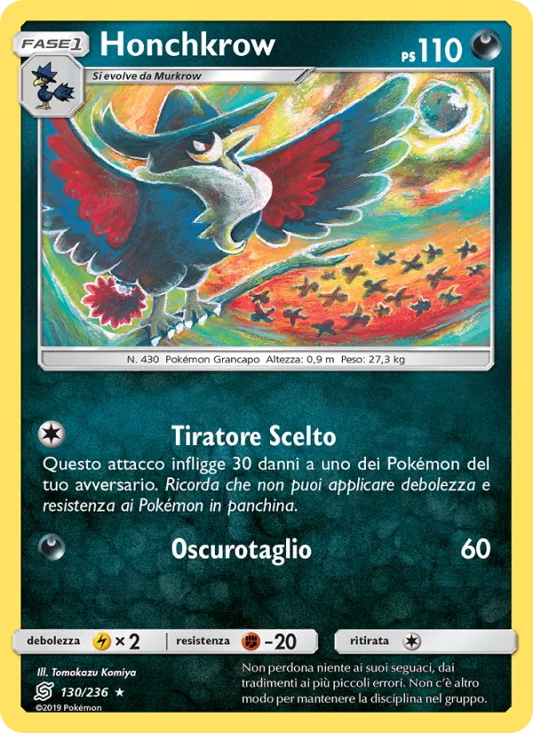 Carta Honchkrow dell'espansione Sintonia Mentale, numero 130/236