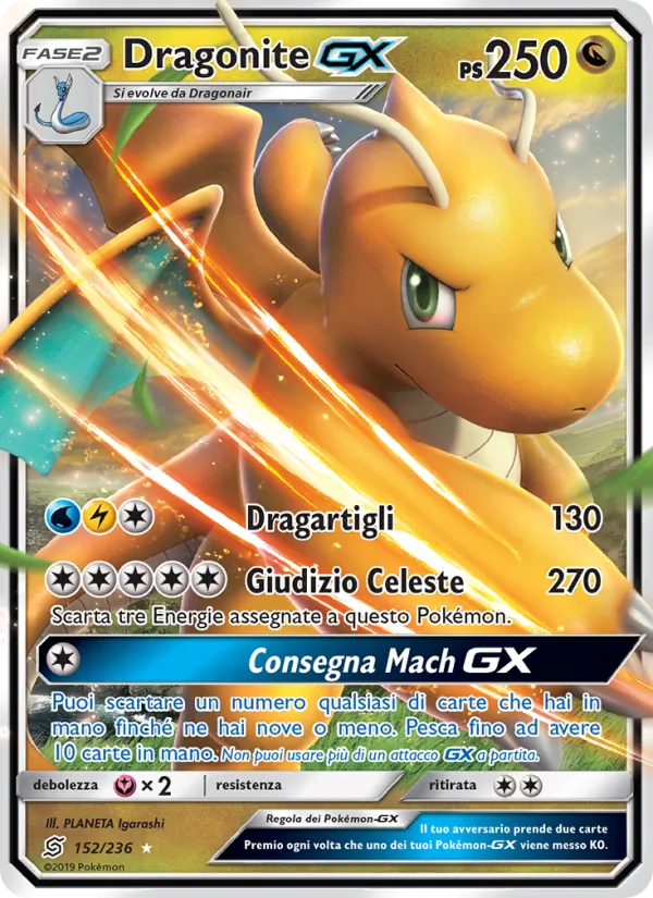 Carta Dragonite GX dell'espansione Sintonia Mentale, numero 152/236