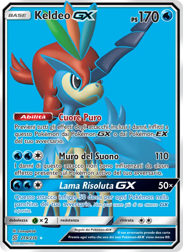 Carta Keldeo GX dell'espansione Sintonia Mentale, numero 219/236