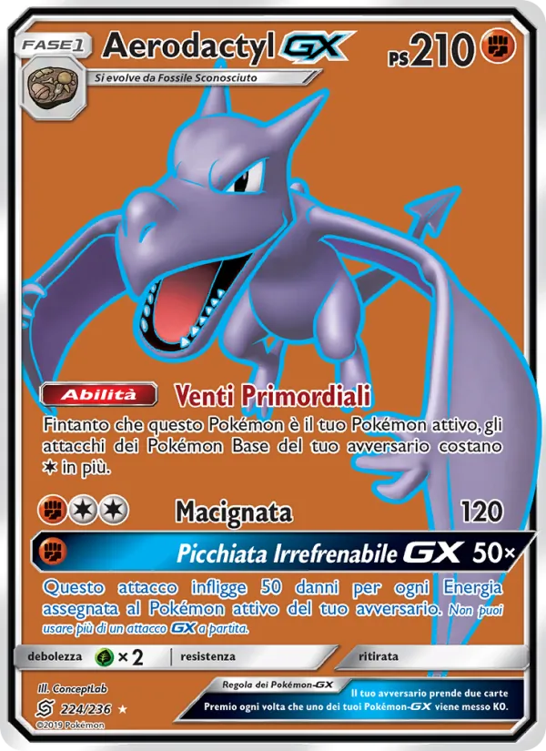 Carta Aerodactyl GX dell'espansione Sintonia Mentale, numero 224/236