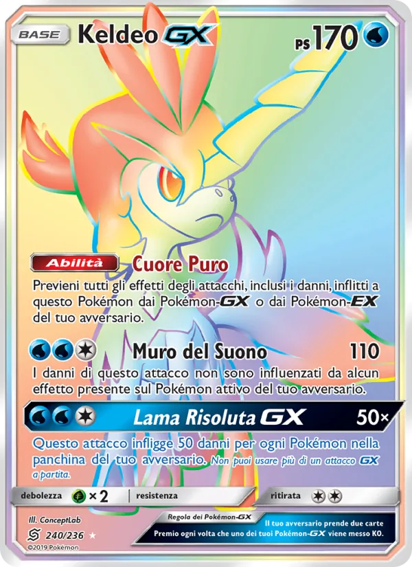 Carta Keldeo GX dell'espansione Sintonia Mentale, numero 240/236