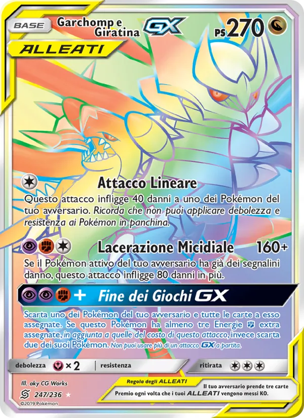 Carta Garchomp e Giratina GX dell'espansione Sintonia Mentale, numero 247/236
