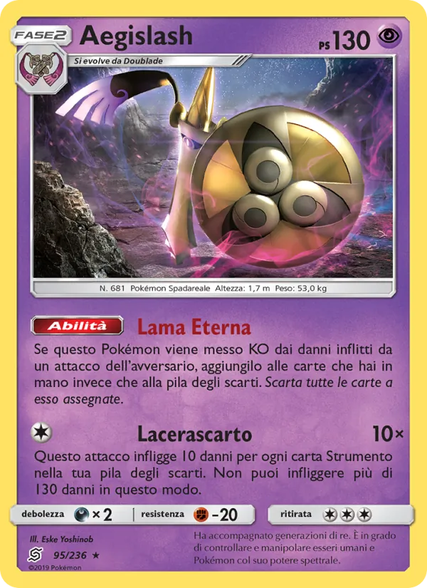 Carta Aegislash dell'espansione Sintonia Mentale, numero 95/236