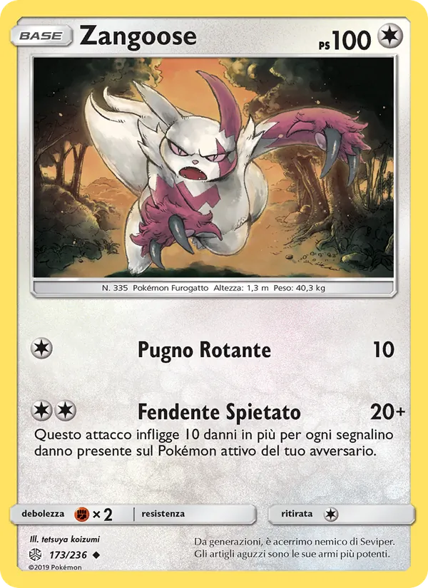 Carta Zangoose dell'espansione Eclissi Cosmica, numero 173/236
