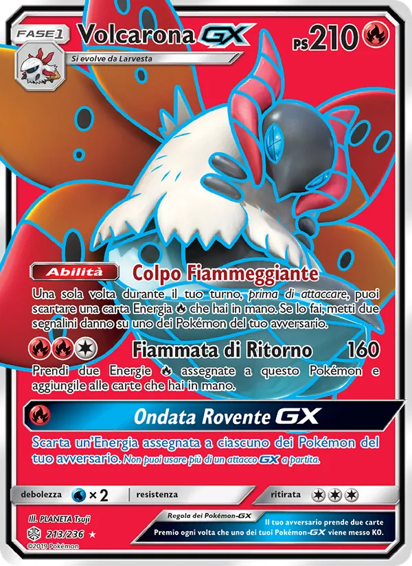 Carta Volcarona GX dell'espansione Eclissi Cosmica, numero 213/236