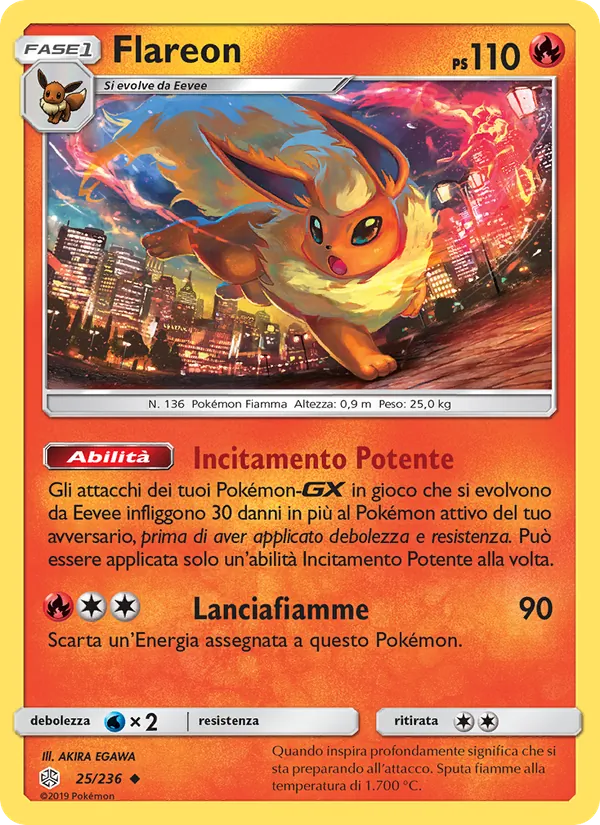 Carta Flareon dell'espansione Eclissi Cosmica, numero 25/236