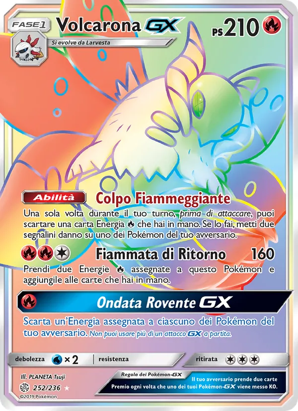 Carta Volcarona GX dell'espansione Eclissi Cosmica, numero 252/236