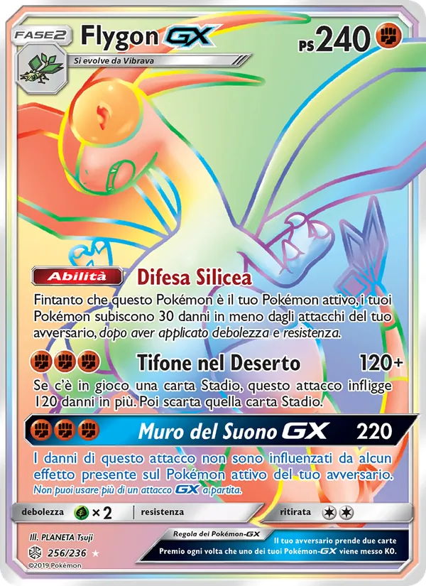 Carta Flygon GX dell'espansione Eclissi Cosmica, numero 256/236