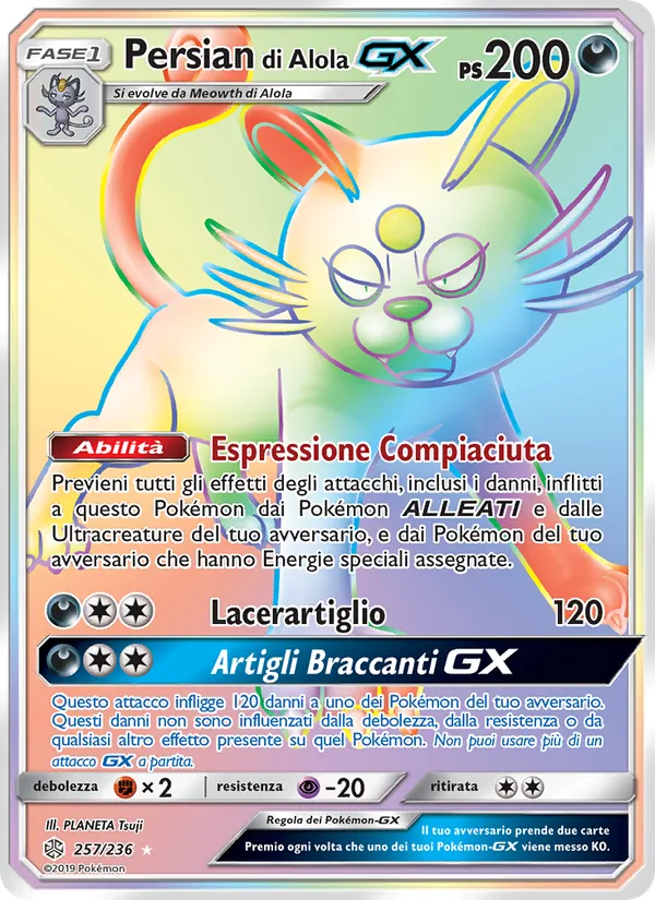 Carta Persian di Alola GX dell'espansione Eclissi Cosmica, numero 257/236