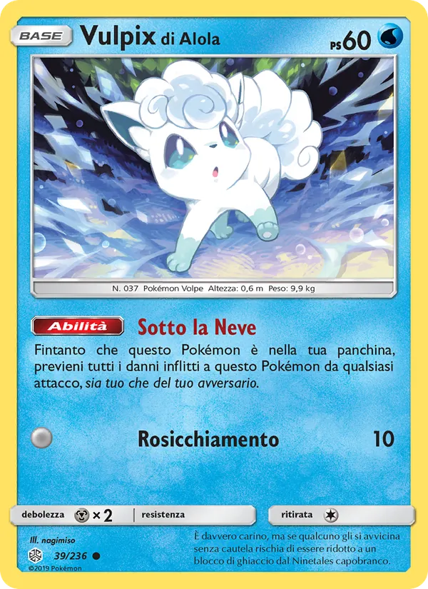 Carta Vulpix di Alola dell'espansione Eclissi Cosmica, numero 39/236