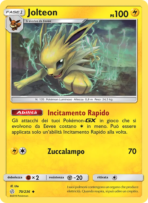 Carta Jolteon dell'espansione Eclissi Cosmica, numero 70/236