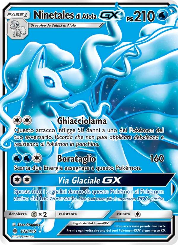 Carta Ninetales di Alola GX dell'espansione Guardiani Nascenti, numero 132/145