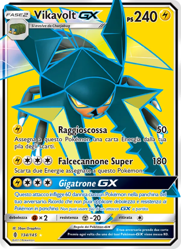 Carta Vikavolt GX dell'espansione Guardiani Nascenti, numero 134/145