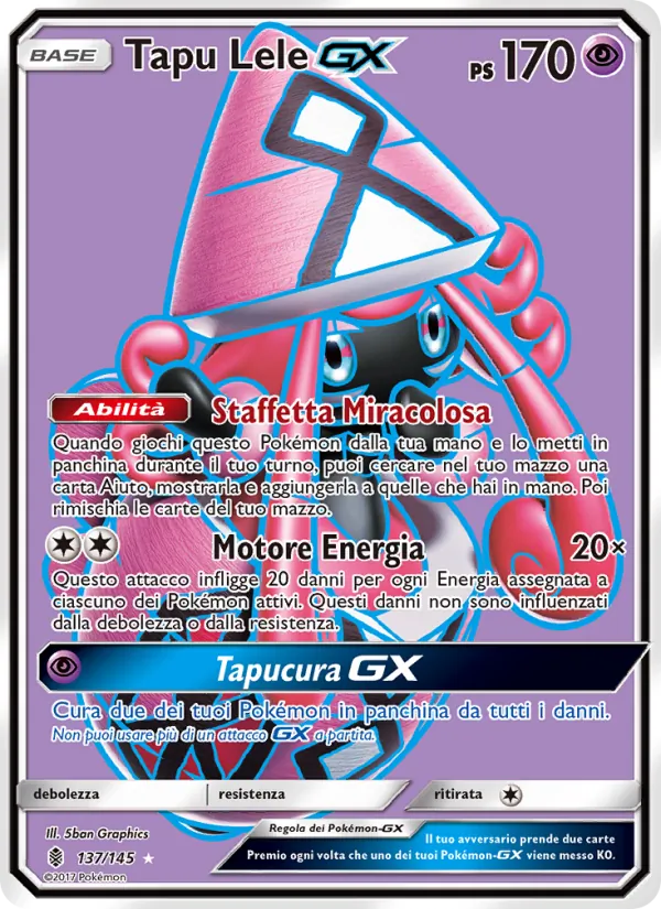Carta Tapu Lele GX dell'espansione Guardiani Nascenti, numero 137/145