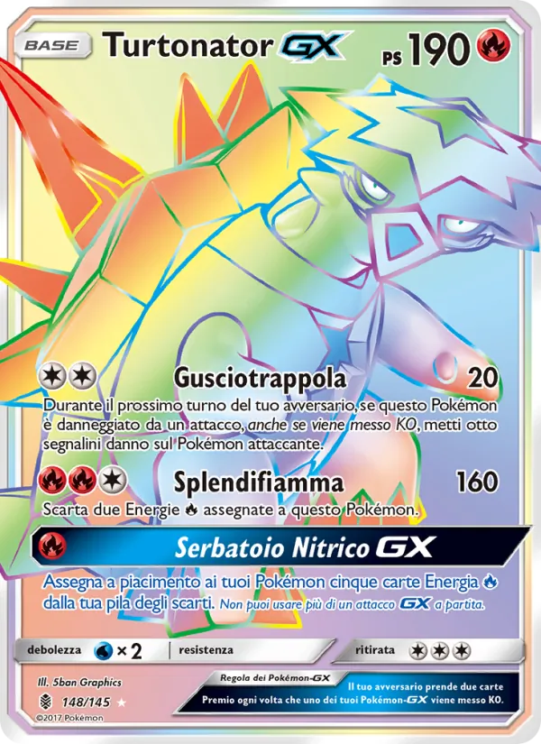 Carta Turtonator GX dell'espansione Guardiani Nascenti, numero 148/145