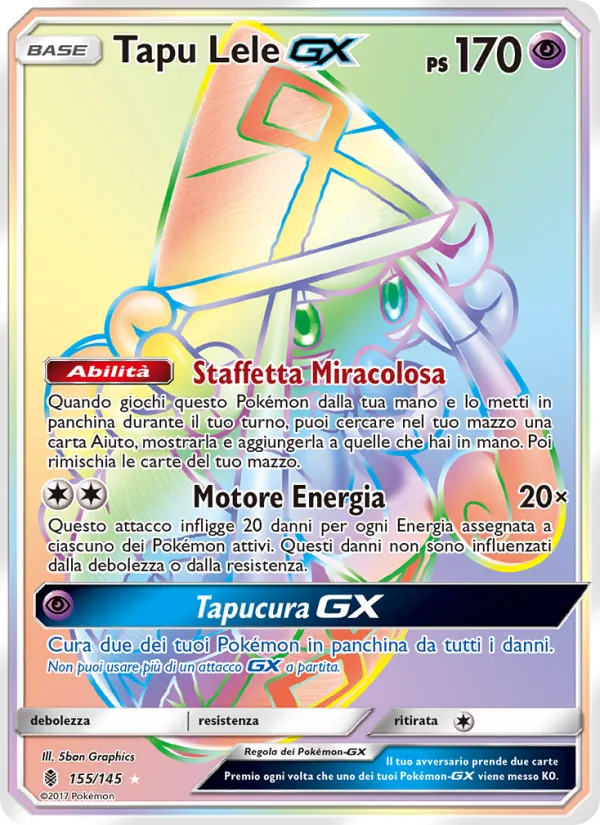 Carta Tapu Lele GX dell'espansione Guardiani Nascenti, numero 155/145
