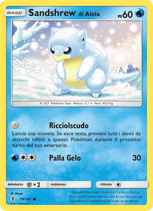 Carta Sandshrew di Alola dell'espansione Guardiani Nascenti, numero 19/145