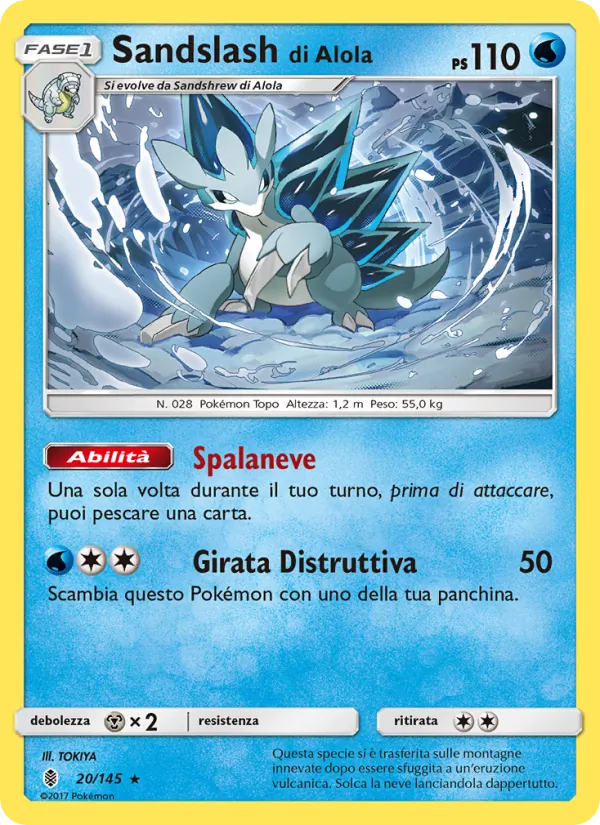 Carta Sandslash di Alola dell'espansione Guardiani Nascenti, numero 20/145