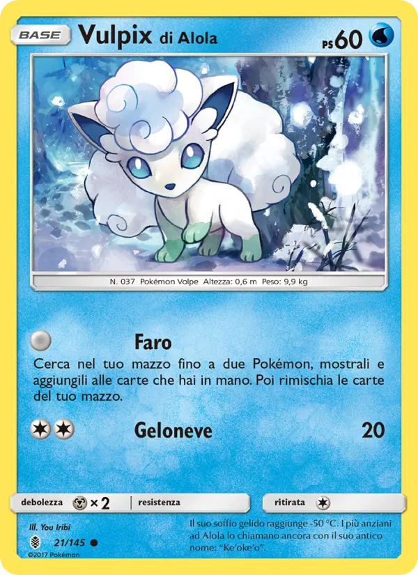 Carta Vulpix di Alola dell'espansione Guardiani Nascenti, numero 21/145