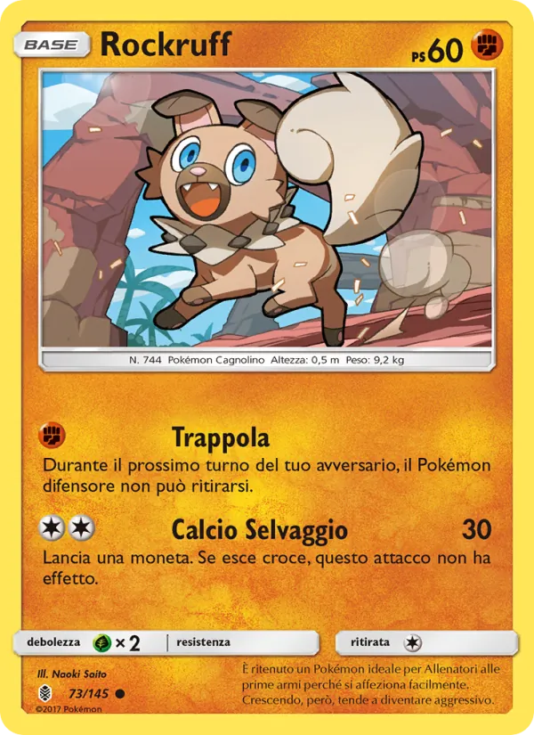 Carta Rockruff dell'espansione Guardiani Nascenti, numero 73/145